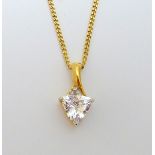 A 9CT GOLD FANCY CUBIC ZIRCONIA PENDANT NECKLACE, hallmarks for London, length 45cm