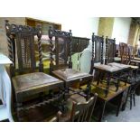 A SET OF FOUR OAK BARLEY TWIST DINING CHAIRS, (s.d.)
