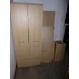 TWO MODERN TWO DOOR WARDROBES, both with two drawers to the base