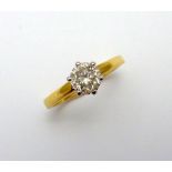 AN 18CT GOLD DIAMOND RING, the brilliant cut diamond to the plain tapered shank, diamond weight