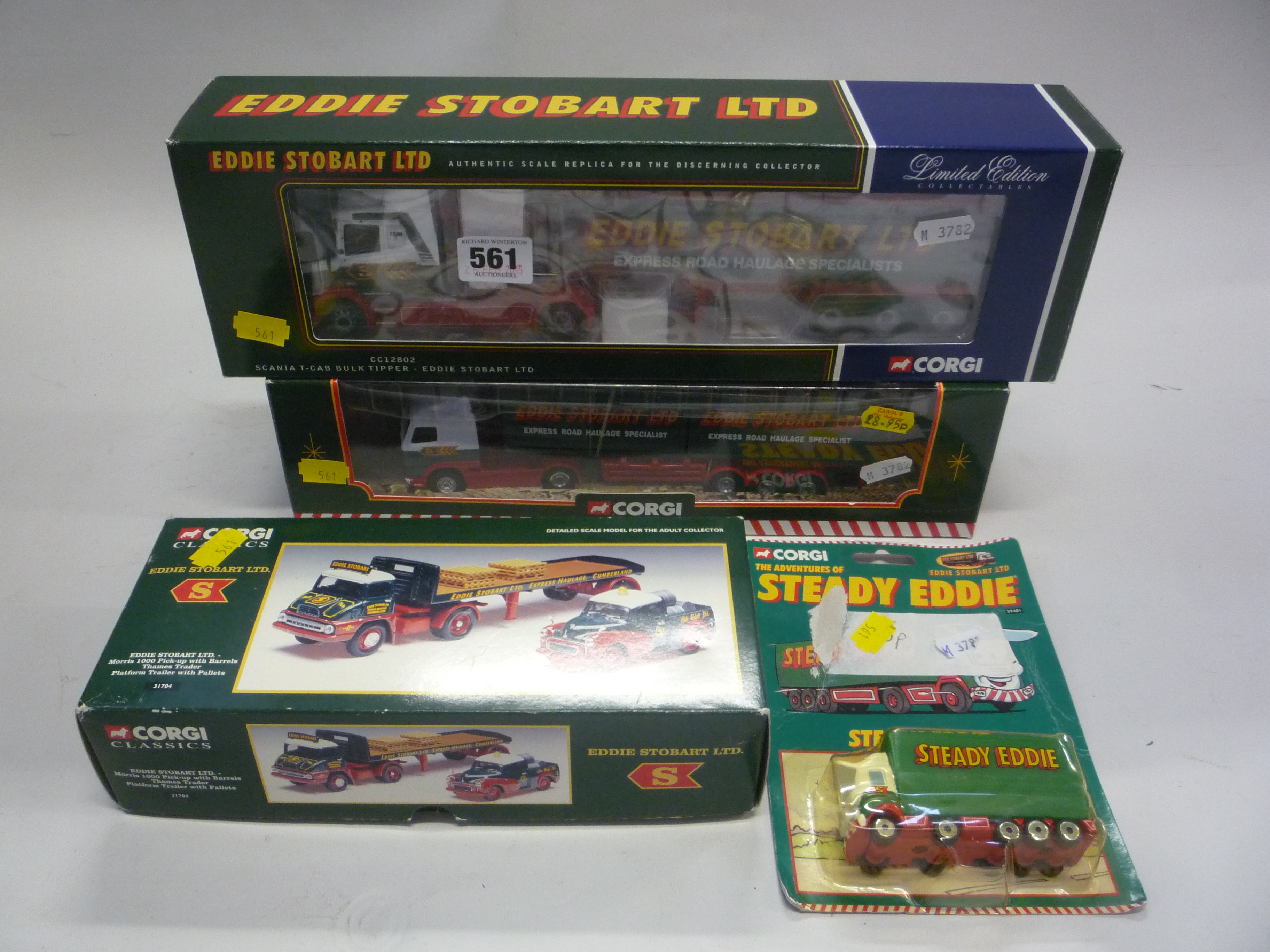 FOUR BOXED CORGI EDDIE STOBART MODEL TRUCKS