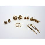 SEVEN PAIRS OF ASSORTED EARRINGS, to include hoops, knots and studs