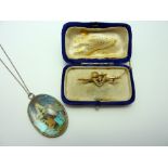 TWO ITEMS OF VICTORIAN JEWELLERY, to include a pearl heart shape bar brooch, with original fitted