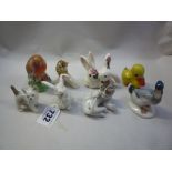 EIGHT VARIOUS ANIMAL ORNAMENTS, to include Rosenthal, Worcester, Goebel Plichta etc