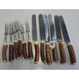 A SELECTION OF HORN HANDLED KNIVES