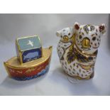 TWO ROYAL CROWN DERBY PAPERWEIGHTS, Koala and Baby and Noahs Ark (2)