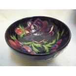 A BOXED MOORCROFT POTTERY BOWL, Anemone pattern, impressed marks, blue WM and No.34194, diameter