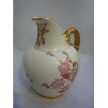 A ROYAL WORCESTER BLUSH IVORY FLAT BACK JUG, painted floral decoration '1094' to base, height 16cm