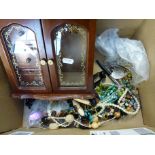 A BOX OF COSTUME JEWELLERY