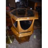 TWO OCTAGONAL GLASS TOPPED COFFEE TABLES