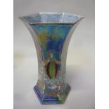 AN A.C. HARLEY-JONES WILTON WARE LUSTRE VASE, 'Lady of The Lake' pattern, on iridescent blue ground,