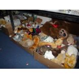 A LARGE QUANTITY OF MODERN SOFT TOYS, (seven boxes)