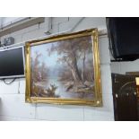 THREE MODERN GILT FRAMED OILS, on canvas and seven other pictures (10)