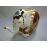 A ROYAL CROWN DERBY IMARI ELEPHANT PAPERWEIGHT, height 10cm