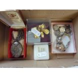 A COLLECTION OF ITEMS, to include a watch and locket etc