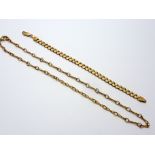 TWO CHAINS, the first a fancy link choker chain, together with a childs curb link bracelet, the