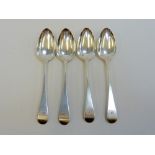 FOUR GEORGE III SILVER TABLE SPOONS, Dorothy Langlands, Newcastle 1811, Old English, monogrammed,