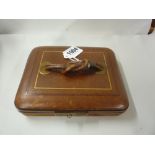 A LEATHER CONCERTINA NECESSARIES BOX