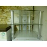 A GLASS THREE TIER TV STAND