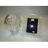 WATERFORD CRYSTAL PHOTOGRAPH FRAME, and a cut glass vase (2)