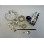 A GROUP OF VARIOUS VICTORIAN AND EDWARDIAN SILVER WARES, to include an embossed draining spoon,