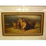 FOREFFI, ?, Horses huddling together, oil on canvas, signed, 48cm x 98cm