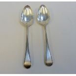 A PAIR OF SILVER TABLE SPOONS, London 1792