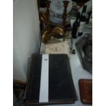 VARIOUS SUNDRY ITEMS, 'Altar of The Household' book, a pair of candlesticks, gong, souvenir from