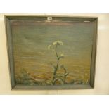 HENTZEL, M., riverbank flowers, oil on canvas, signed, 53cm x 64cm