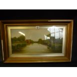 BAKER, F.E, a pair of river and lake scenes, oil on canvas, signed, 24cm x 50cm (2)