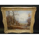 LAZLO, P., continental woodland scene, oil on canvas, signed, 49cm x 59cm