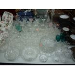 A QUANTITY OF CUT/ETCHED/COLOURED GLASSWARES