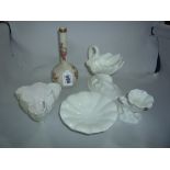FIVE VARIOUS ROYAL WORCESTER ORNAMENTS, to include bud vase No.1215, shell shaped bowl G69 etc