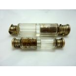 TWO SILVER DOUBLE ENDED SCENT BOTTLES