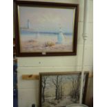 TWO MODERN OIL PAINTINGS, (2)