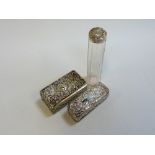 THREE EDWARDIAN CUT GLASS SILVER MOUNTED DRESSING TABLE BOXES, two with embossed decoration and
