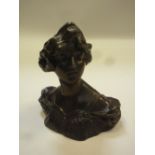 A BRONZE BUST, young woman, signed 'G.V. Vaerenberg'