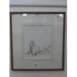 HARRY TITTENSOR, Antiques, watercolour, old lady seated surrounded by pictures and ornaments, signed