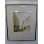 HARRY TITTENSOR, Middleburg, Holland, gouache on board, town street scene, signed lower right,