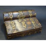 UND COROMANDEL AND S A VICTORIAN BRASS BOUND COROMANDEL AND SATINWOOD WRITING SLOPE, Farthing &