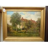 HOLMES, HENRY A., 1904, cottages at Mulbarton, oil on canvas, unsigned, label verso, 35cm x 45cm