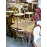 A PINE KITCHEN TABLE, and four chairs