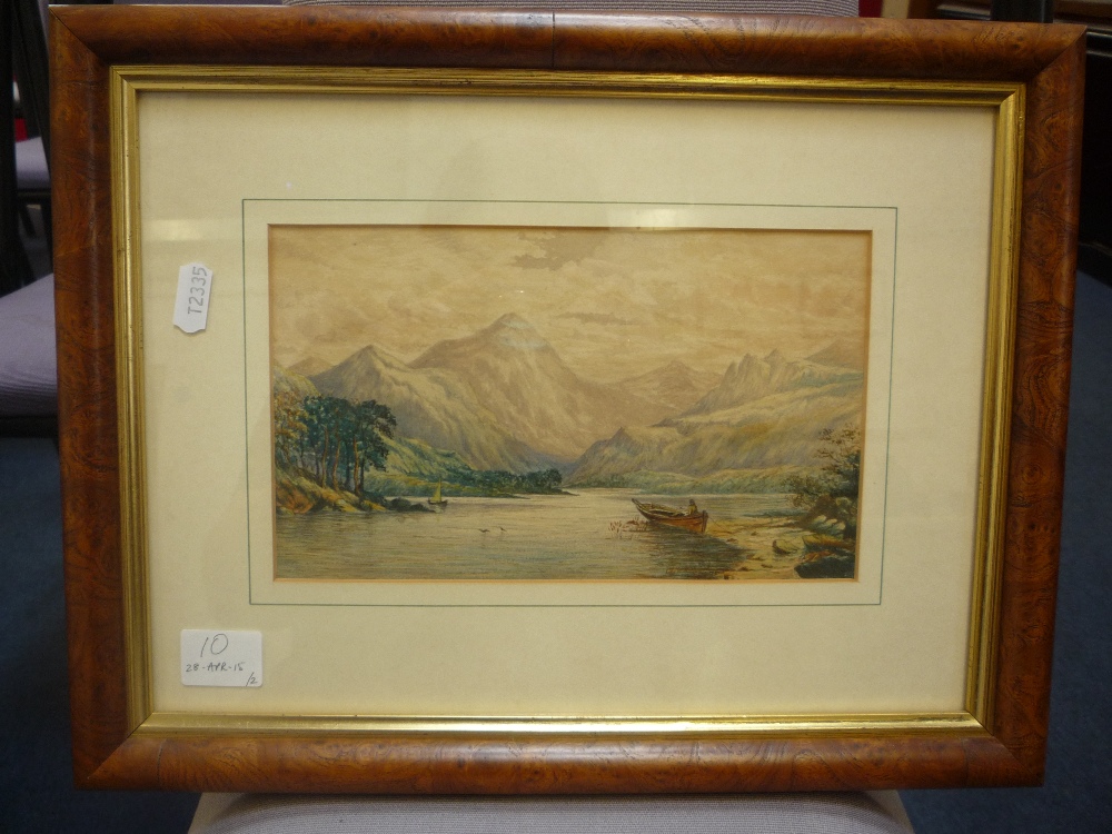 W. DE LA HUNT, 1894, a pair of lakeland landscapes, watercolour, 14cm x 23cm, one signed lower right - Image 2 of 3