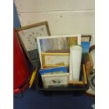 VARIOUS PICTURES, CLOCK, etc, including Louis Wain prints, advertising etc