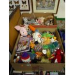 A COLLECTION OF TY 'BEANIE BABIES', and other soft toys, with a Beanie Baby collectors guide (two