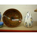 A 1950'S BESWICK VASE, No.1389 (hairline) and an Agean Poole bowl (2)