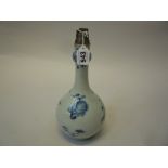 A CHINESE BLUE AND WHITE BOTTLE VASE, Qianlong, of ovoid form with garlic neck, painted with