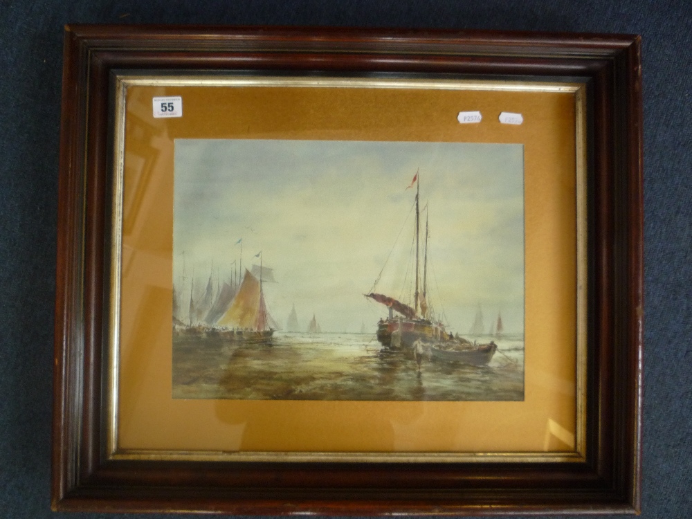 C. DIXON, 1914, coastal scene with sailboats, watercolour, signed and dated lower left, 29cm x 39cm