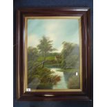 C. RYAN, early 20th Century, riverscape with cottage, oil on canvas, signed lower right, 60cm x