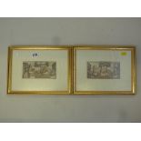 A PAIR OF INDIAN MINIATURES, painted in muted tones on ivory panels with interior scenes, a